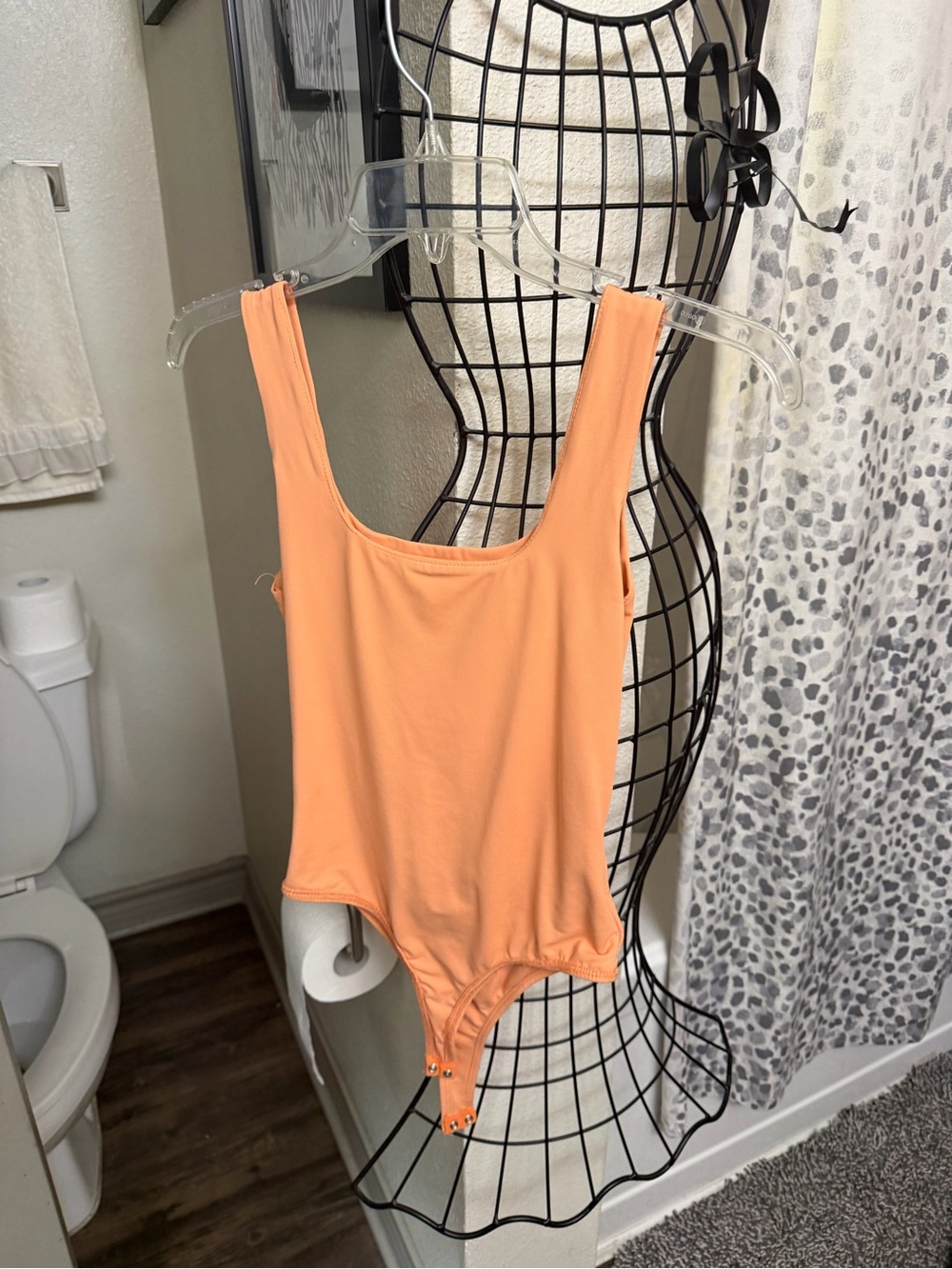 Blue Rain Peach Scoop-Neck Bodysuit